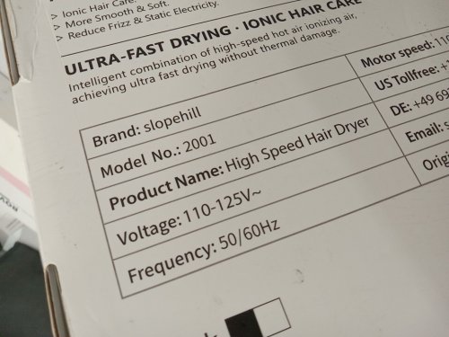 3PC slopehill professional Hair Dryer with Unique Brushless Motor - White (model: 2001) image 3