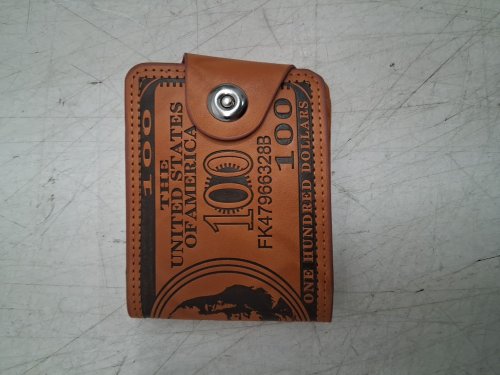 Men's US One-Hundred-Dollar Bill Short Wallet - 4" x 5" - BROWN image 2