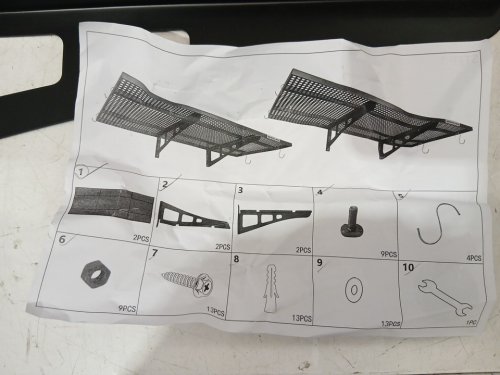 2PK Adjustable Metal Wall Mount Garage Wall Shelving - 2FT x 3FT - Black (Model: WZ052) image 4