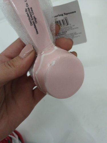 3 (3pc) bullseye playground decorative ceramic measuring spoon set - 1/2 tsp / 1tsp / 1tbsp - pink /hearts / strawberries (9 spoons total) image 4