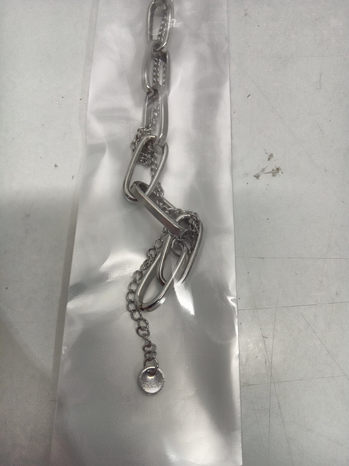 WOMENS JCO DOUBLE layered paperclip chain bracelet - stainless steel image 3