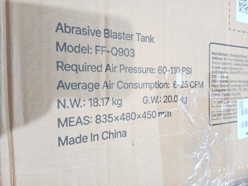 ABRASIVE HIGH PRESSURE PORTABLE SAND BLASTER FOR RUST REMOVAL - 20 GALLON - 60-110 PSI - ORANGE (MODEL: FF-Q903) image 7