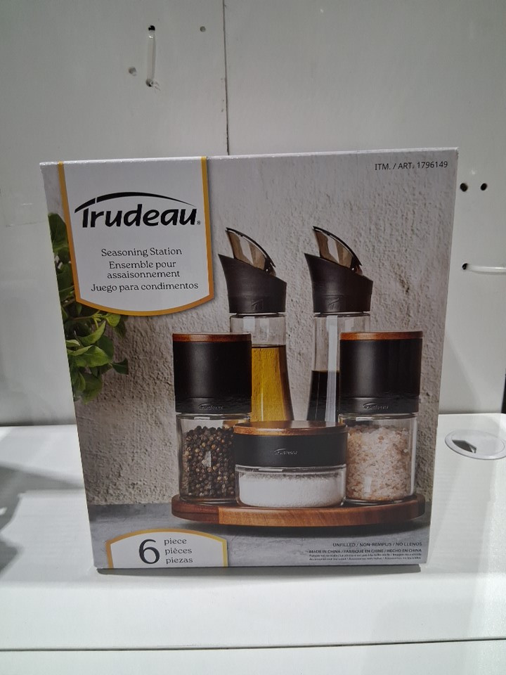 6PC TRUDEAU SEASONING STATION WITH ACACIA WOOD LAZY SUZAN BASE image 2