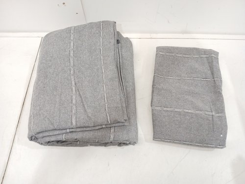 2PC VERA WANG Woven Tucks Duvet and Pillow Case - King - Grey image 3