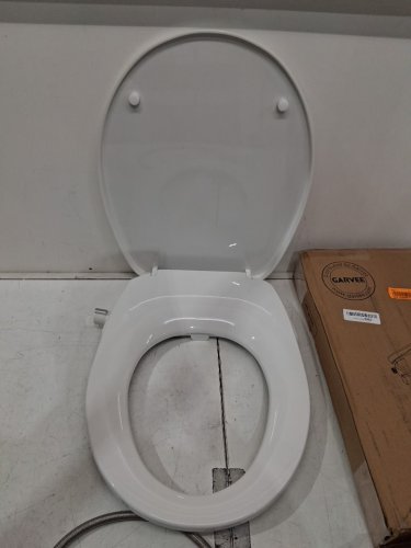 garvee round dual nozzle non-electric soft close bidet toilet seat with adjustable water pressure - 18.7" - white (model: PLS_335BEJXC) image 3