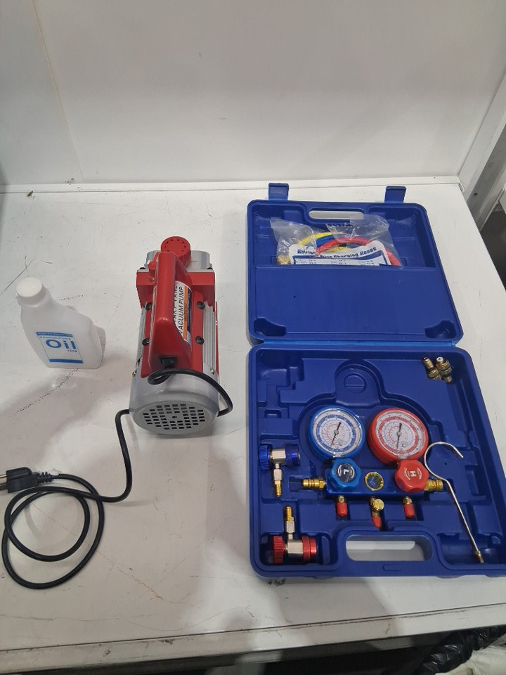 YaeTek Rotary Vane Air Vacuum Pump HVAC A/C Refrigeration Kit with Manifold Gauge Set and Leak Detector - 4CFM, 1/3HP - multi-colour (MODEL: RS-1.5) image 5