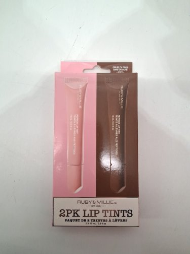 2pk ruby & millie peptide lip tint - 10ml each - bow pink/coffee brown image 2
