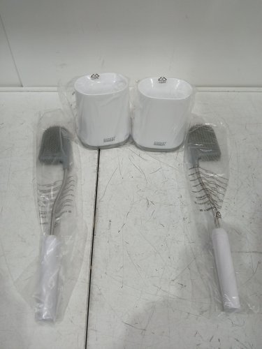 2pk JOSEPH JOSEPH FLEX LITE SILICONE Toilet Brush with Slimline Holder Set - WHITE (MODEL: 1796144) image 3