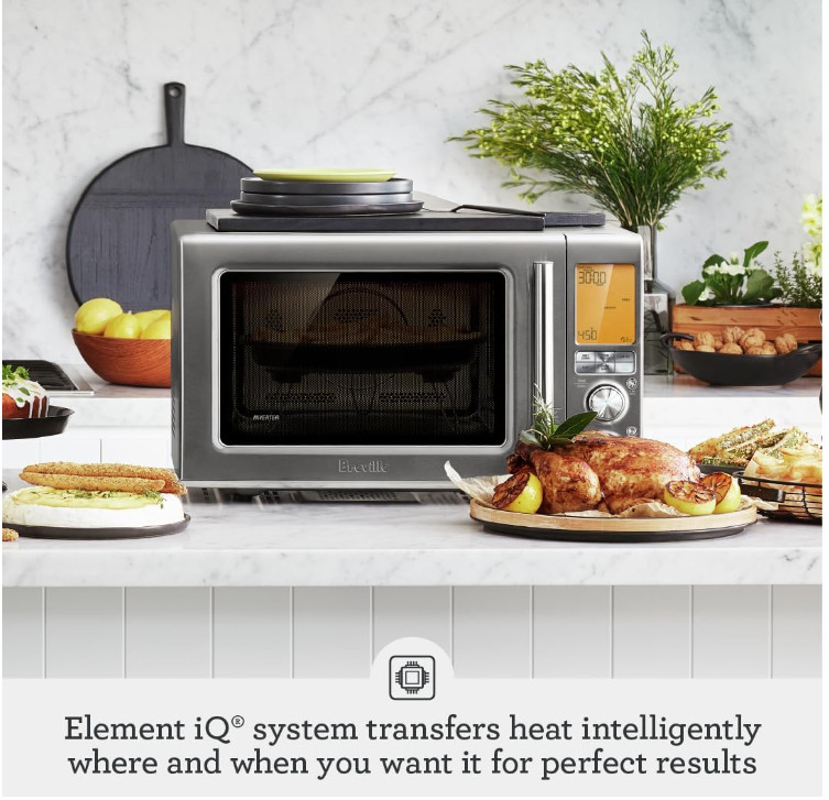 BREVILLE THE COMBI WAVE 3-IN-1 DIGITAL MICROWAVE AIR FRYER OVEN WITH SOFT-CLOSE DOOR & ELEMENT IQ - black (MODEL: bm0870) image 4
