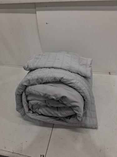 3PC Premium Ruched Textured Comforter Set - Queen XL - Light Grey image 2