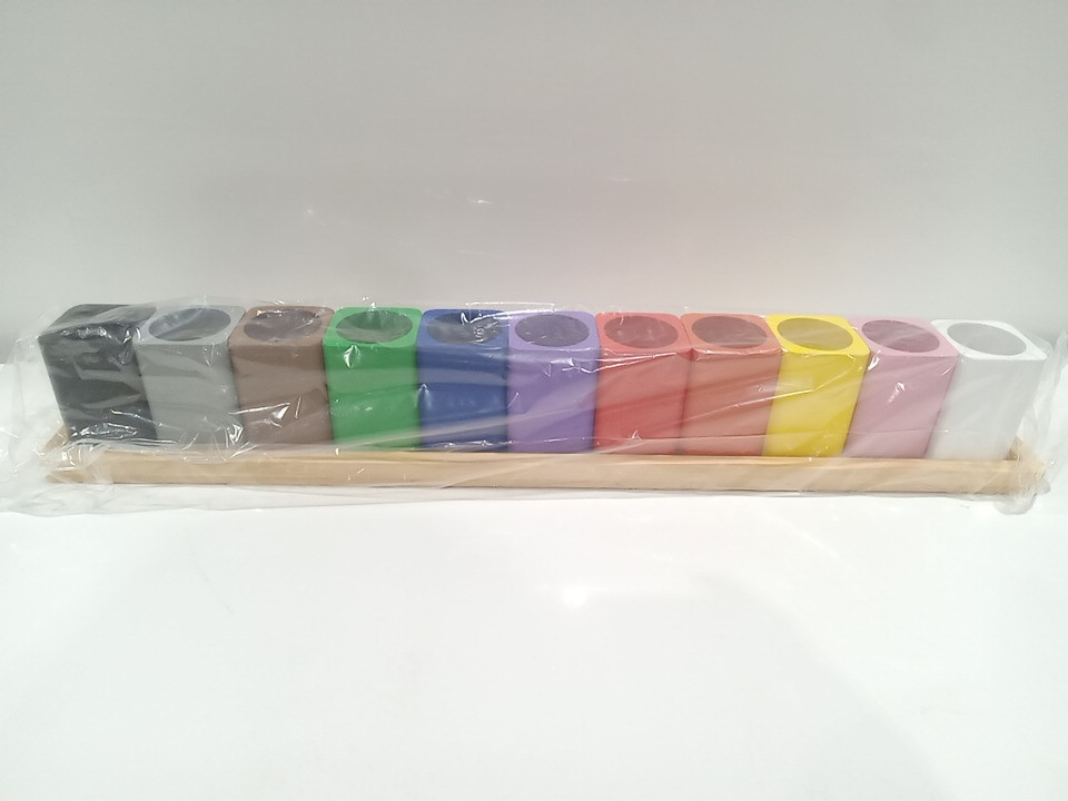 12pc wooden coloured pencil crayon holder with 11 rectangular round-edge CUPS - 26" - multi-colour (model: K15077) image 5