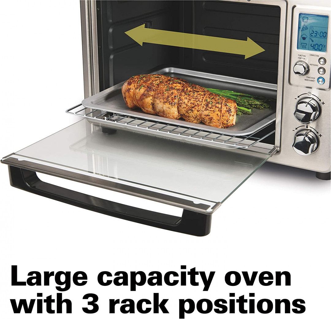 Hamilton Beach Large 6-Slice Digital Display Countertop Convection Toaster Oven with Rotisserie - Stainless Steel (MODEL: 31190C) image 3