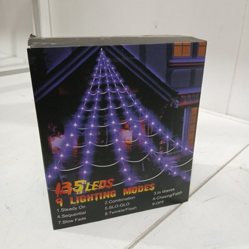 Outdoor Spider Web Lights Halloween Decorations - 135 leds - 16ft - 9 light modes - purple image 2