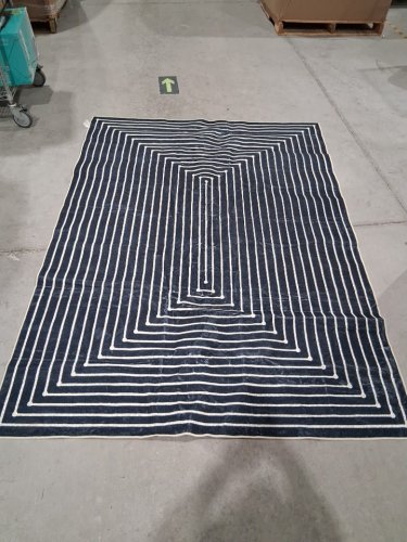 LATTE & FOG Modern Abstract WASHABLE area rug - 5ft x 7ft - blue/white image 2