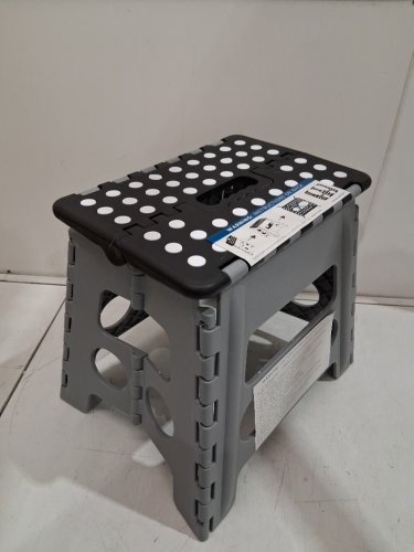 HONEY-CAN-DO FOLDING STEP STOOL WITH ANTI-SLIP SURFACE & CARRYING HANDLE - 14.5"L x 12"W x 13"H - BLACK/GREY/WHITE (MODEL: TBL-02977) image 4