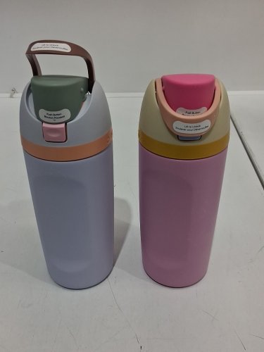 2pk Owala FreeSip Stainless Steel Water Bottles with straws - 16oz - blue/green (model: 2856617) image 2