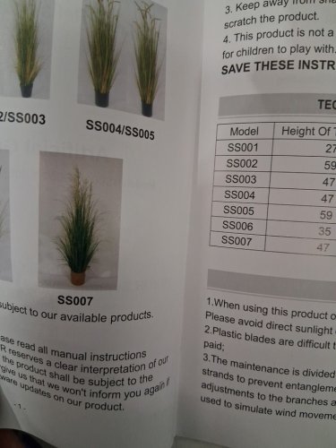 VEVOR ARTIFICIAL POTTED GRASS PLANT - 47" - GREEN (MODEL: SS007) image 4