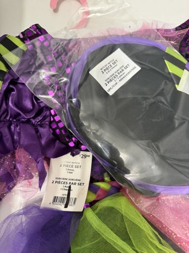 2PC GIRL'S PARTYHOLIC WITCHY WITCH COSTUME SET - MEDIUM 8/10 - BLACK / PURPLE / GREEN image 3