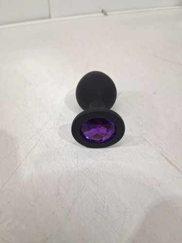 silicone anal plug - medium/intermediate - purple/black image 2