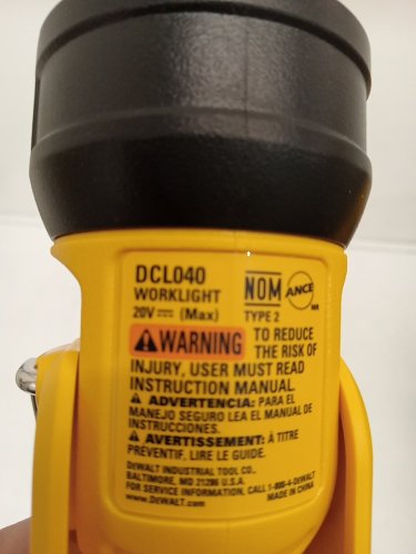 DEWALT MAX CORDLESS LED WORK LIGHT/Flashlight *TOOL ONLY* - 20v - YELLOW (MODEL: DCL040) image 5