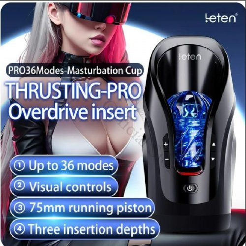 leten luxury thrusting-pro automatic masturbator - black image 3