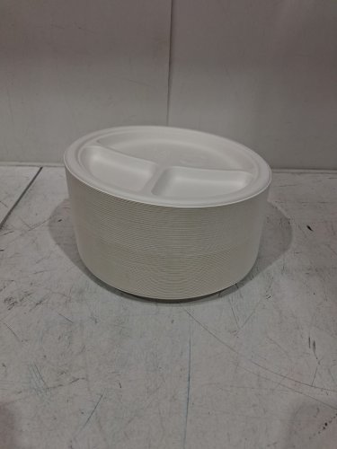 120PK GO4GREEN COMPOSTABLE PAPER PLATES WITH 3 SECTIONS - 10" - WHITE - (MODEL: 1956317) image 2