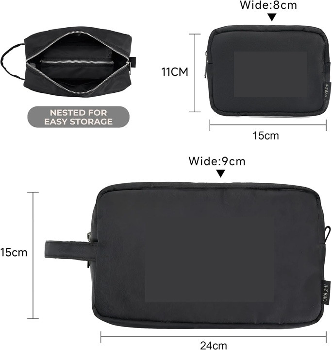 2pc A-Z BAG Toiletry and makeup organizer bag set - VINTAGE 2010 - Black (Model: GN0L) image 2