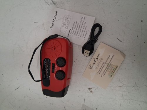 Protable Solar Hand crack Radio - red/black image 3