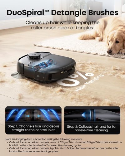 Eufy Omni C28 Robot Vacuum and Mop - 15000Pa Suction, Zero-Tangle, HydroJet Self Clean Roller Mop - Black - (Model: T211A110) image 4