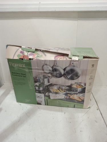 12PC FIGMINT FULLY CLAD TRI-PLY Nonstick Ceramic Coated Cookware Set - STAINLESS STEEL image 2