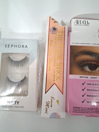 4 ASSORTED makeup products - assorted brands, types and uses - neutrogena eyliner / sephora lashes / the flick stick eyeliner / ardell brow lamination image 3