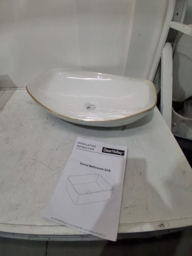 DeerVally moder ceramic Boat Shaped Vessel Bathroom Sink - 22" - White/Gold (model: DV-1V0319) image 3