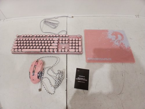 Retro Vintage Mechanical wired Gaming led light keyboard & mouse - pink (model: b08zh4t59b) image 3