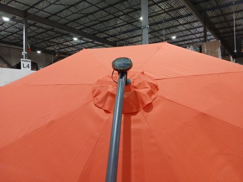 costway outdoor offset patio umbrella with solar LED lights, aluminum pole, crack/tilt & base - 10ft - orange (model: op70754or) image 5