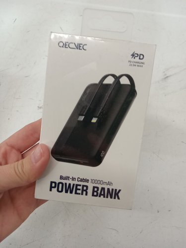 QECVEC 10000mAh Power Bank Fast Charging Portable Charger with Built-in USB-C & LIGHTNING Cables - 22.5W - black (MODEL: Q18) image 2