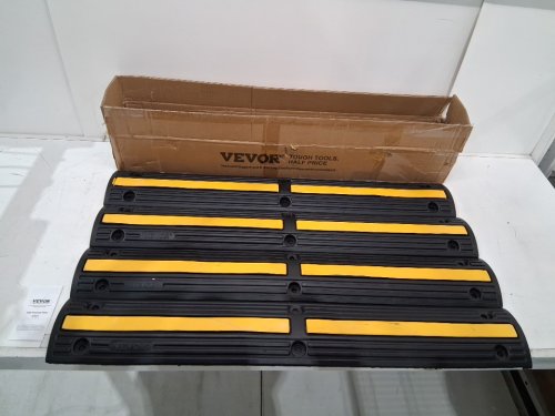 4PK HEAVY DUTY 1-CHANNEL RUBBER CABLE PROTECTOR RAMPS - UP TO 18000LB CAPACITY - BLACK/YELLOW (model: CP-1EV-4) image 3