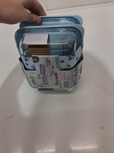 7PC ELLO glass lunch stack food storage containers - blue image 4