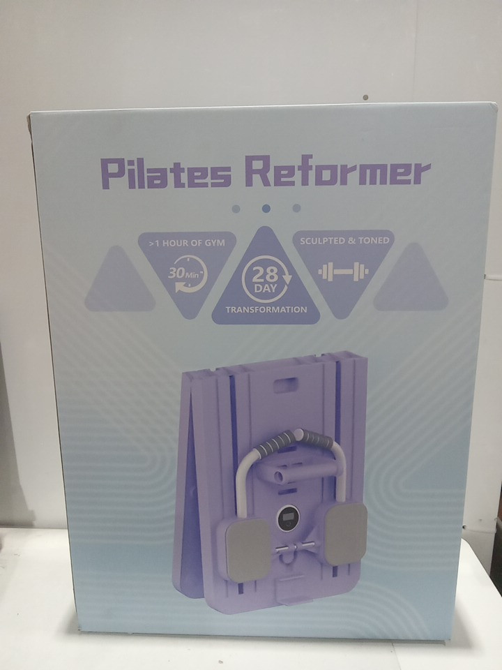 Mosdos Foldable Portable Pilates trainer set with 28 day transformation Video included - light purple image 4