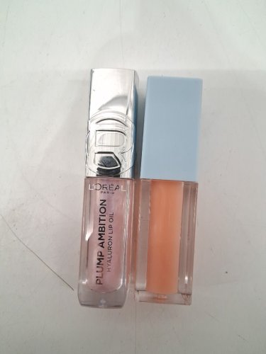 2pc assorted lip products - assorted brands, colours and sizes - l'oreal paris plump ambition hyaluronic lip oil / unknown brand lip gloss image 2