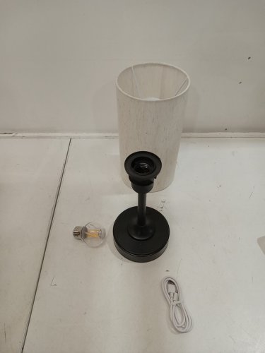 Portable Cordless Fabric Shade Table Lamp with 5000mAh Rechargeable Battery-Operated Light -13" - white/black image 2