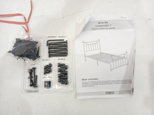 Sifurni Metal Platform Bed Frame with Victorian Vintage Headboard - Twin - Black (Model: YCSGQTY001-1) image 5