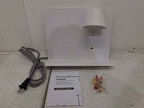 Plug-in LED Rotating Wall Lamp Metal Sconce Shelf with USB Charging Port - 11" - 2700K - 6W - WHITE image 3
