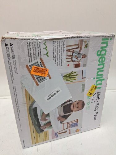 Ingenuity Baby Base 2-in-1 Booster Feeding & Floor Seat with Self-Storing Tray - 33LBS CAPACITY - MIST GREEN/WHITE (Model: ‎16728-ww) image 2