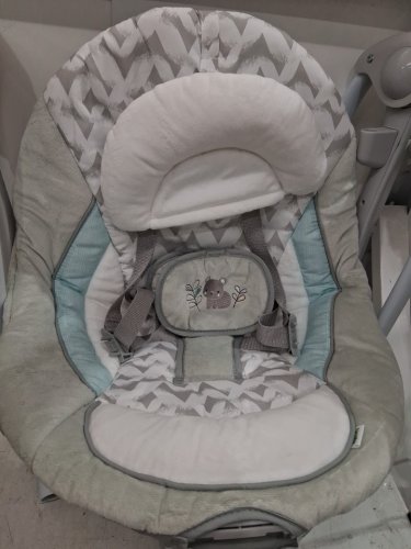 Ingenuity 2-in-1 convertme compact portable baby swing & seat with vibrations & nature sounds - battery powered - 20lbs max - raylan theme/grey (model: ‎12189) image 4