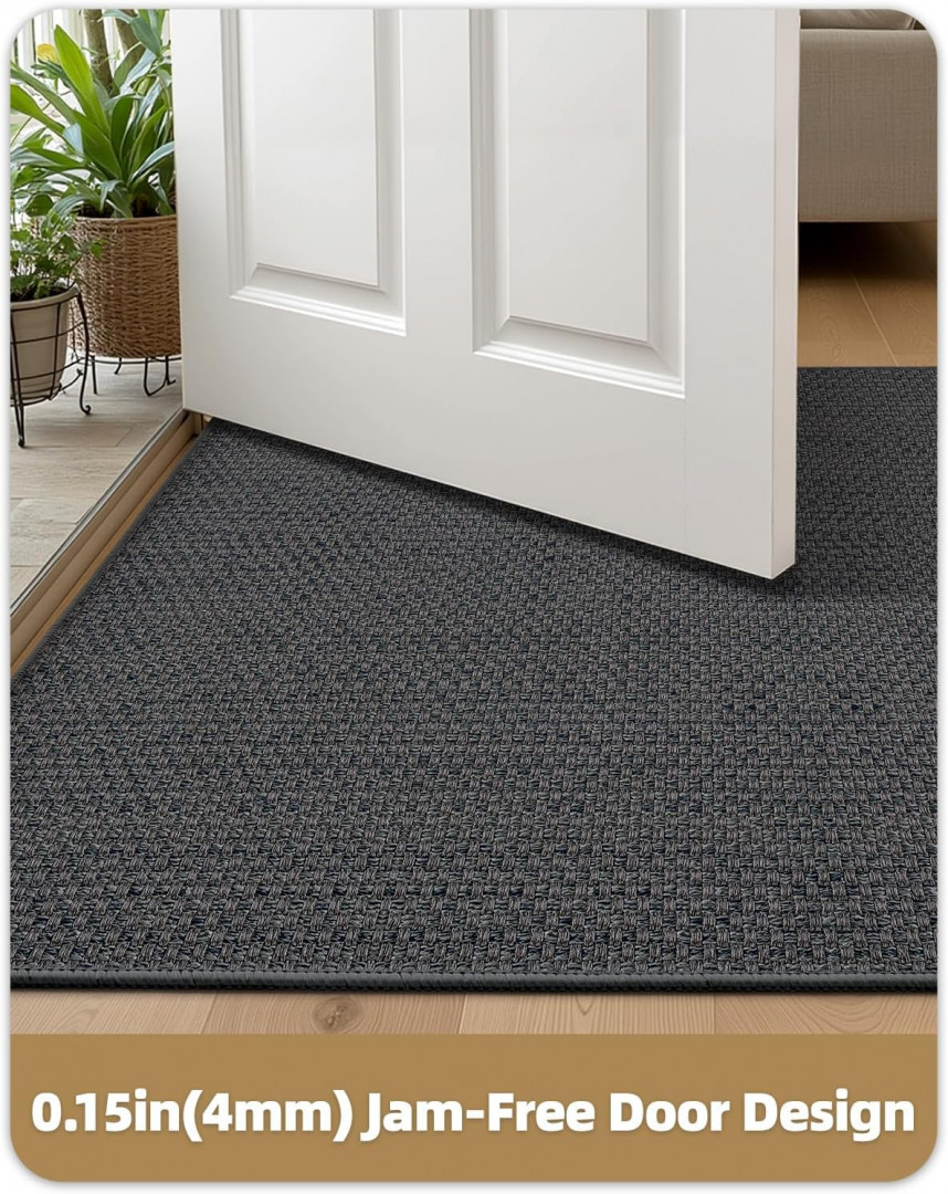 Color & Geometry Anti Slip jam-free door Kitchen Mat - 26" x 47" - Grey (Model: DLS-Grey-60x120) image 2