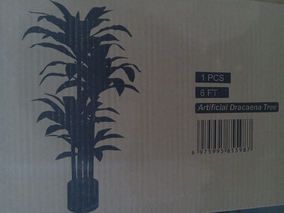 OAKRED Artificial Dracaena Tree with Planter - 6FT - Natural/White image 3
