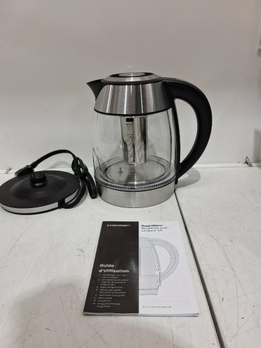 chefman dual-glass cool touch digital kettle with tea infuser - 1500w - 1.7L - stainless steel/black (model: rj11-17-cti-dg/1992747) image 3