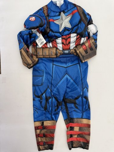 BOYS MARVEL CAPTAIN AMERICA COSTUME (NO MASK) - EXTRA SMALL - BLUE/RED image 2