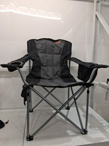 vevor folding camp chair with storage bag - 450lb cap - black/grey (model: zm2006xl) image 2