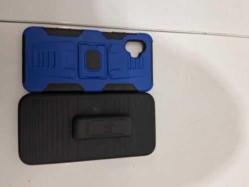 phone case with belt hip holster clip and stand - for galaxy xcover 6 pro - black/blue image 3